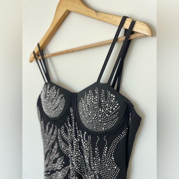 Black sheer dress with diamond studs - Picture 2 of 4